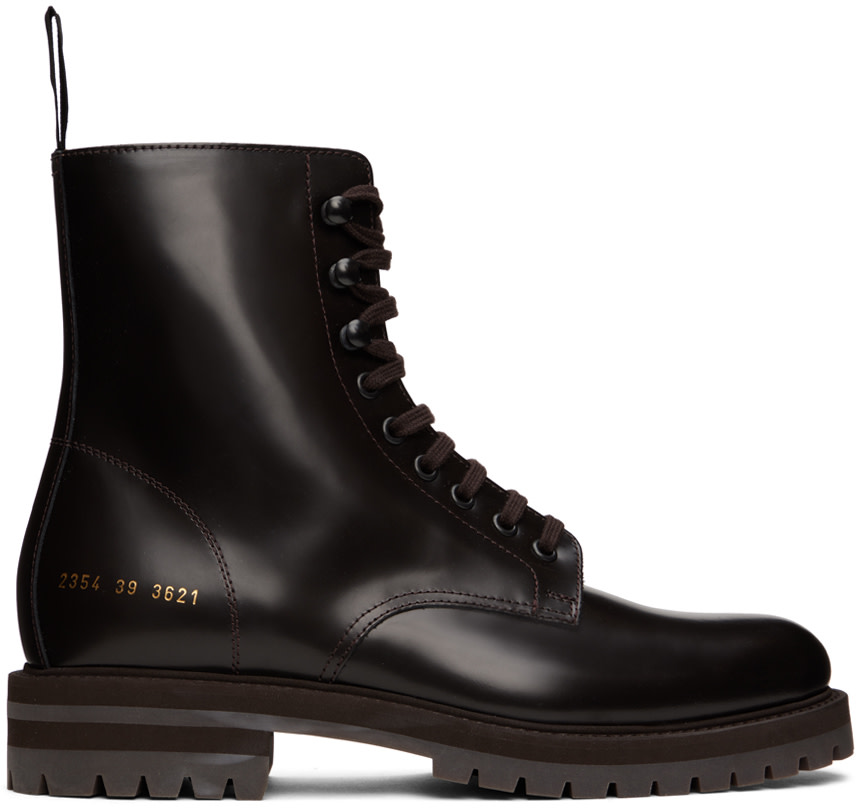 Common Projects - Brown Leather Combat Boots