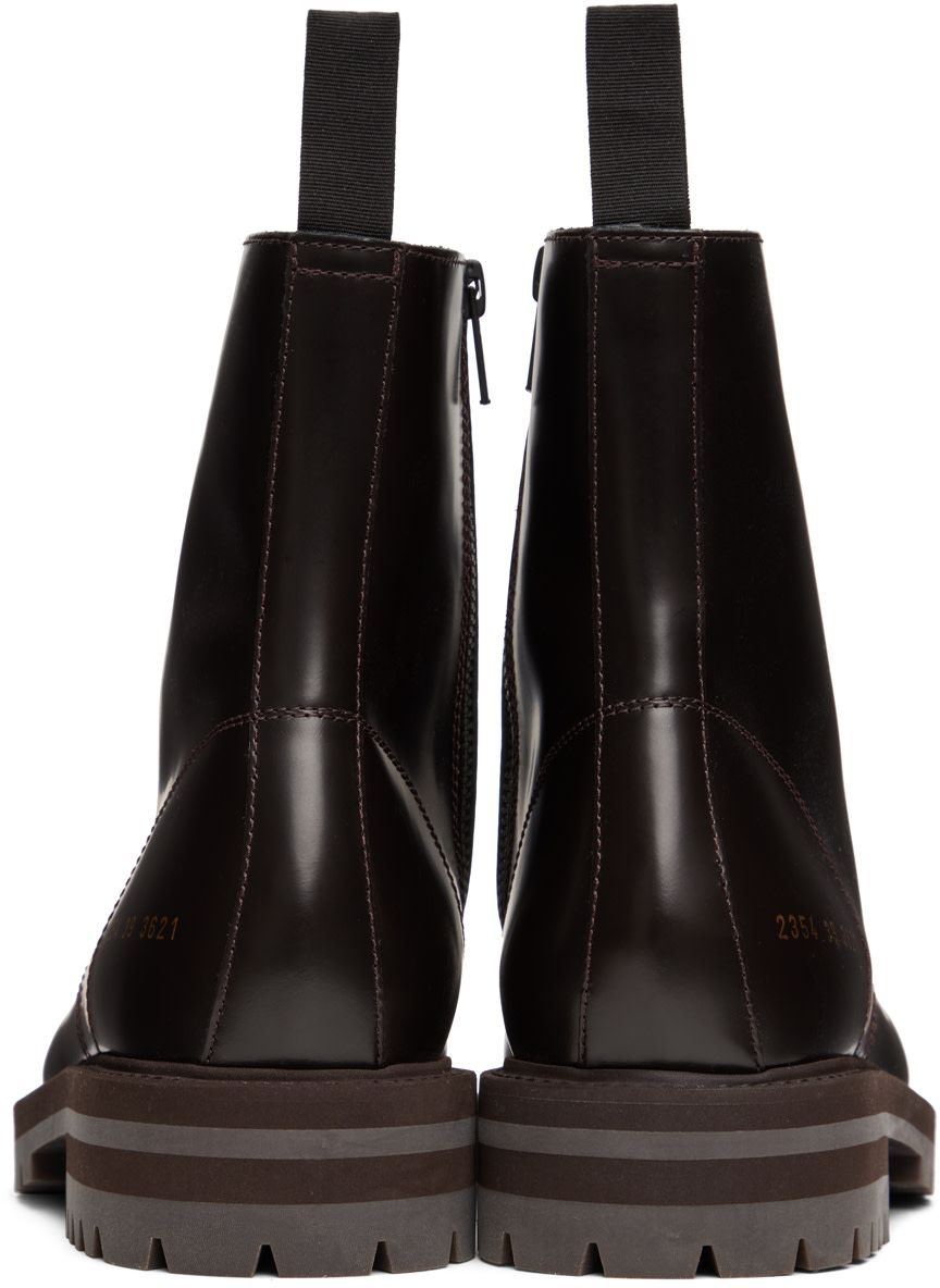 Common Projects - Brown Leather Combat Boots
