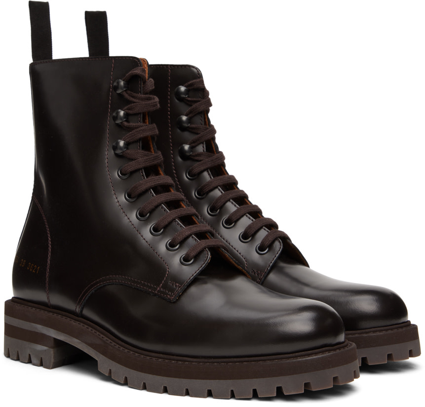 Common Projects - Brown Leather Combat Boots
