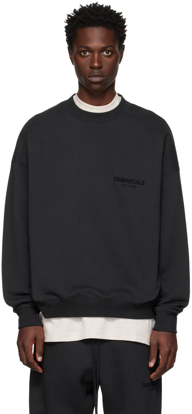 Fear of God ESSENTIALS - Pull molletonné noir à col ras du cou