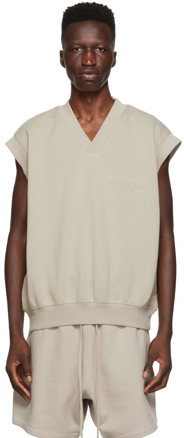 Fear of God ESSENTIALS: Gray V-Neck Vest | SSENSE
