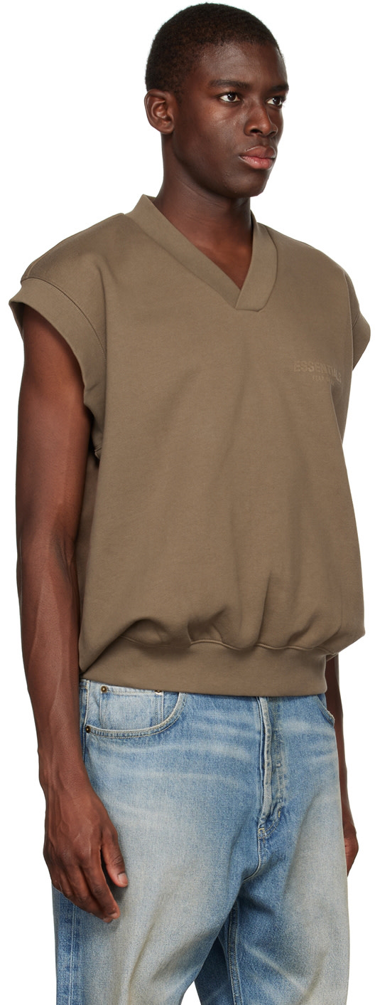 Fear of God ESSENTIALS: Brown V-Neck Vest | SSENSE
