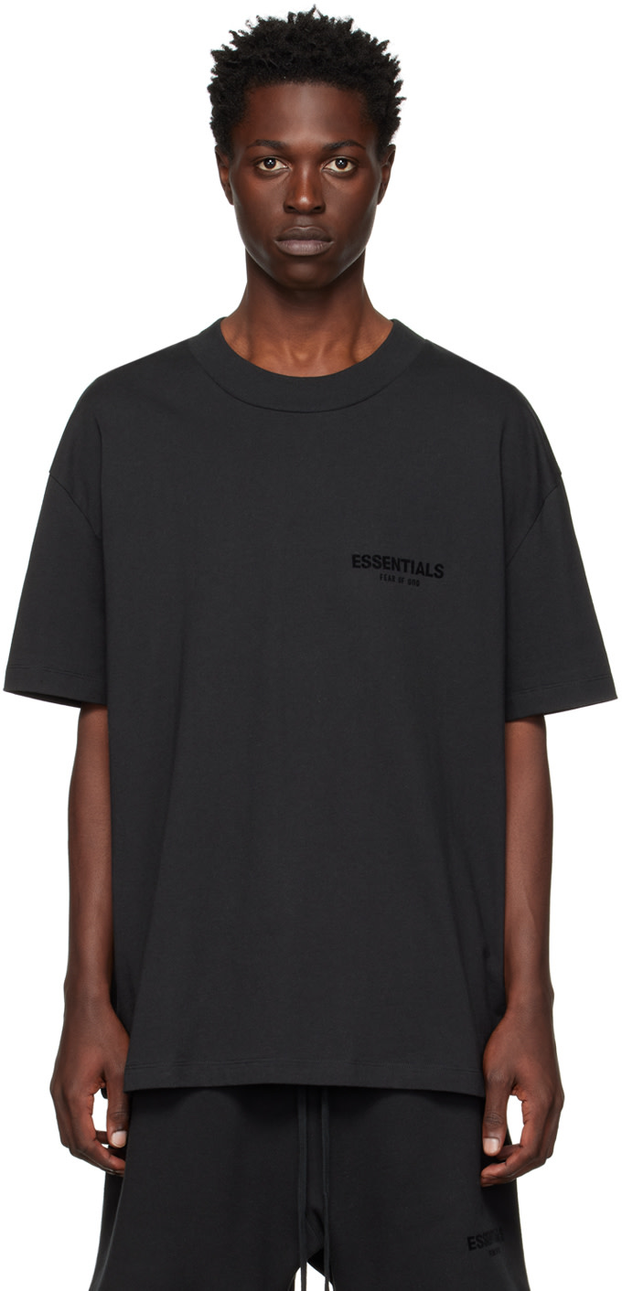 Fear of God ESSENTIALS - Black Flocked T-Shirt