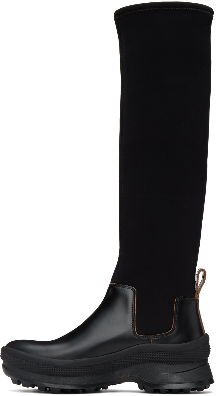 Jil Sander - Bottes hautes noires en cuir