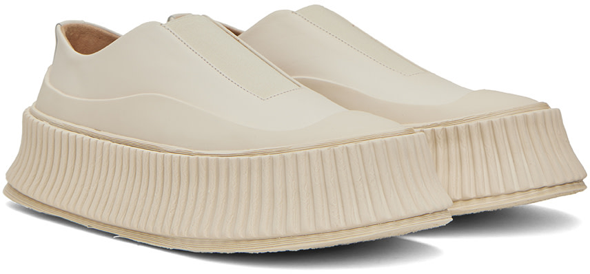 Jil Sander - Baskets blanc cassé à plateforme