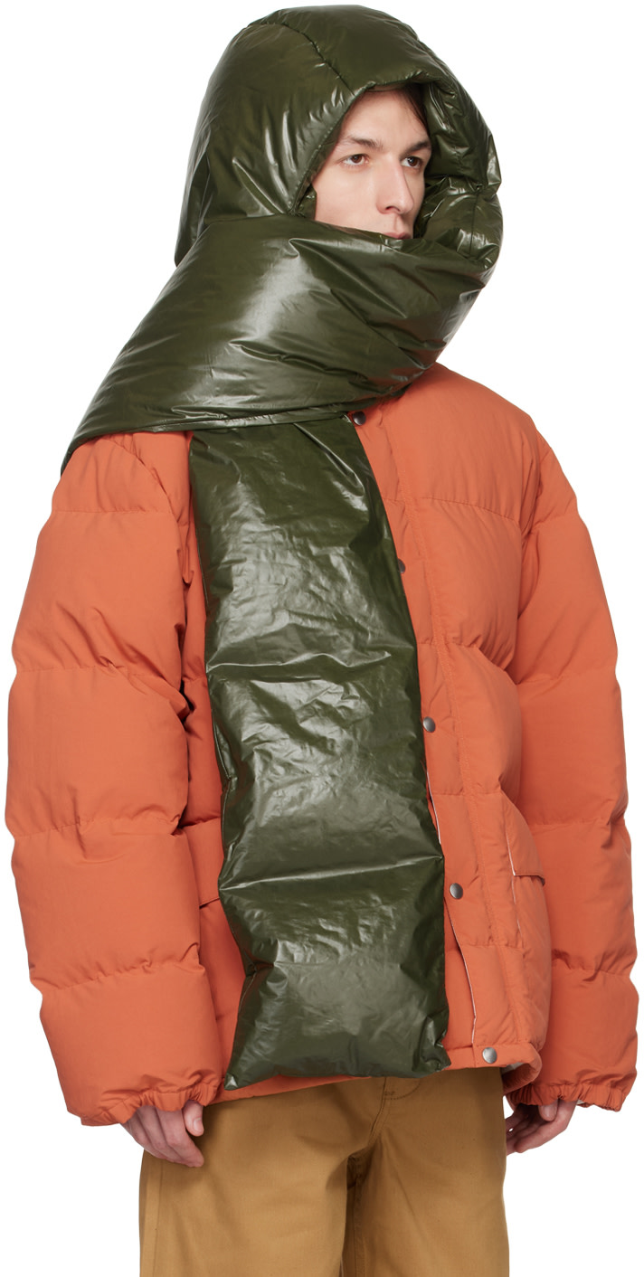 Jil Sander: SSENSE Exclusive Green Hood Down Scarf | SSENSE