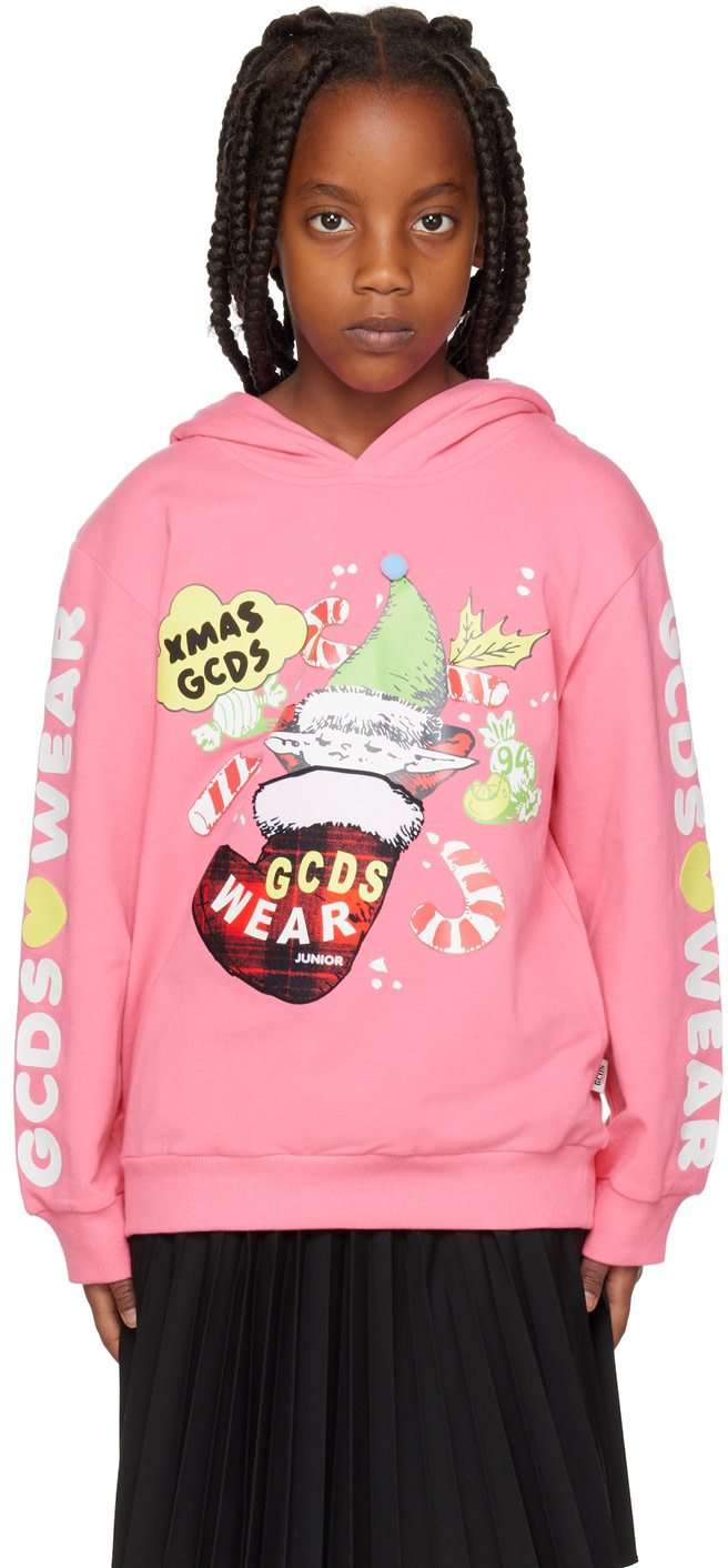 GCDS Kids - Enfant | Pull à capuche graphique rose