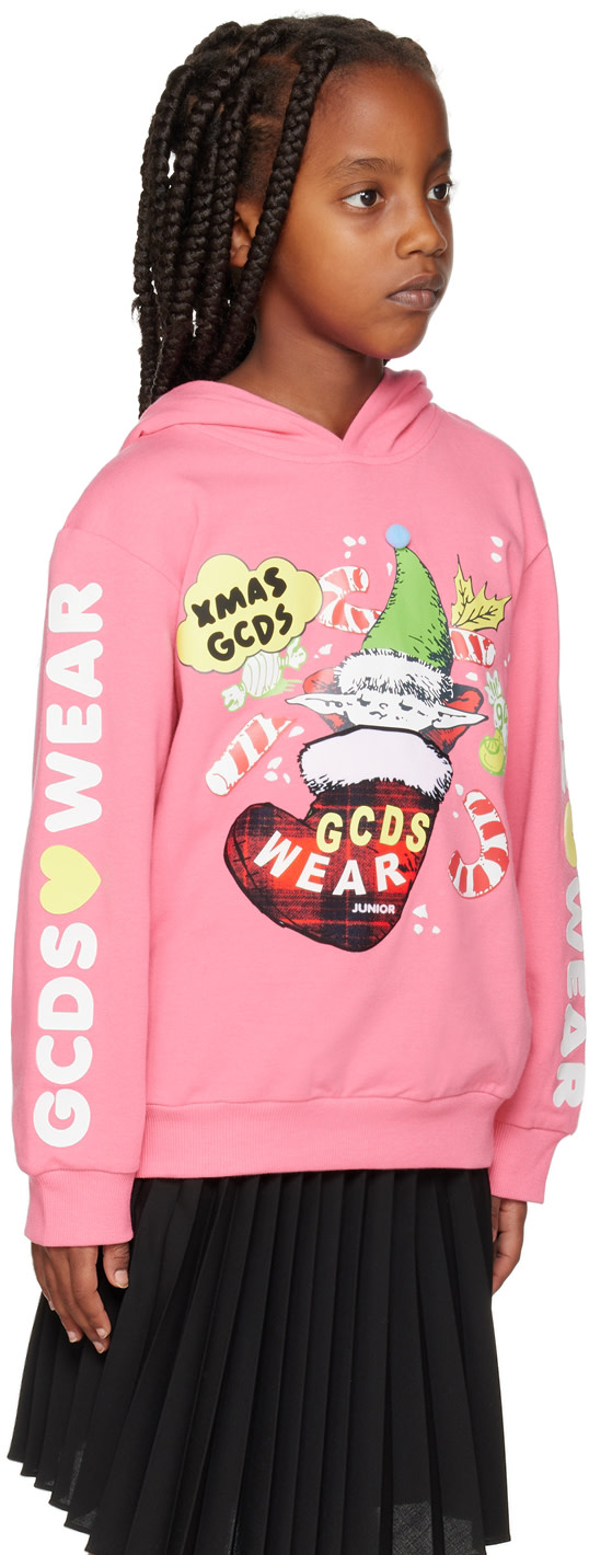 GCDS Kids - Enfant | Pull à capuche graphique rose