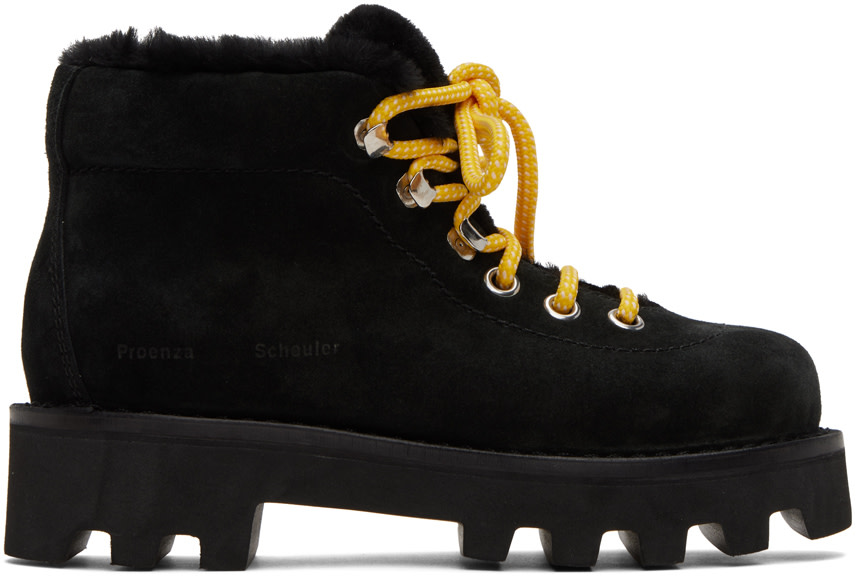 ソバージュ Proenza Schouler: Black Suede Hiking Boots | SSENSE