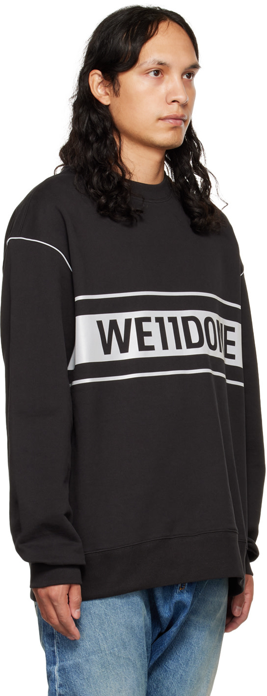 We11done - Pull molletonné noir à logo réfléchissant