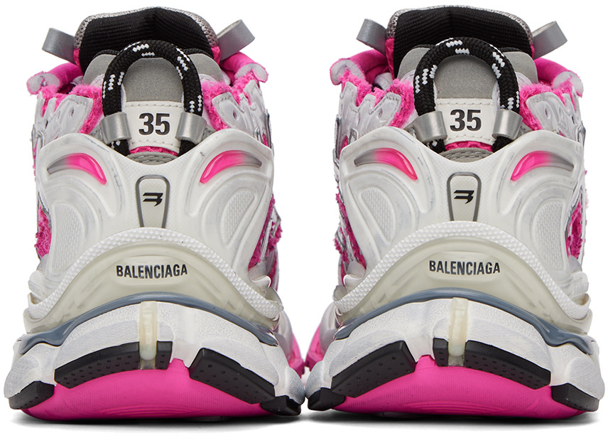 Balenciaga - Baskets basses Runner rose et blanc
