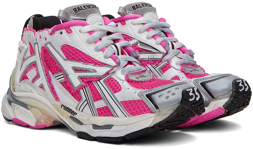 Balenciaga - Baskets basses Runner rose et blanc