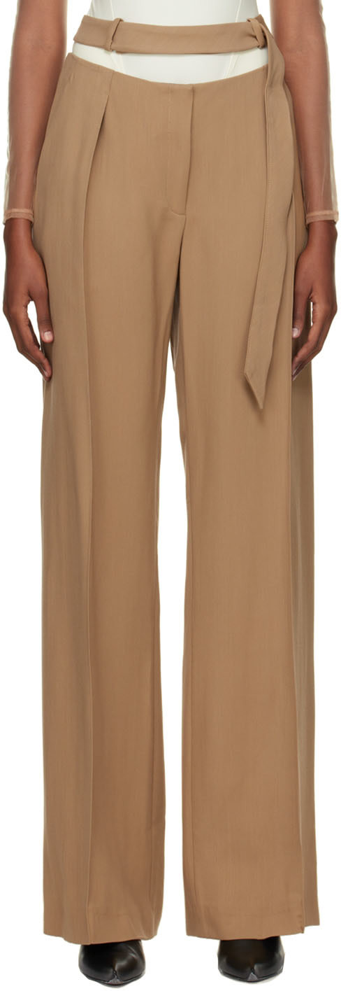 Mugler - Pantalon ample brun clair