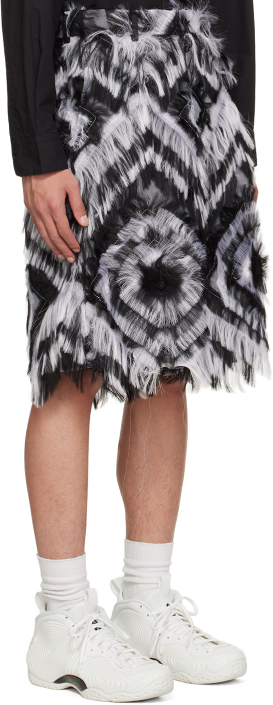 COMME des GARÇONS HOMME PLUS フリルショートパンツ Comme des Garçons Homme Plus: ブラック フリンジ フェイクファー
