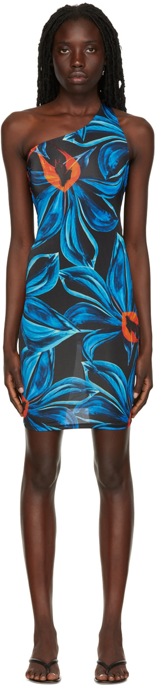Louisa Ballou - Robe courte bleue à dos ouvert