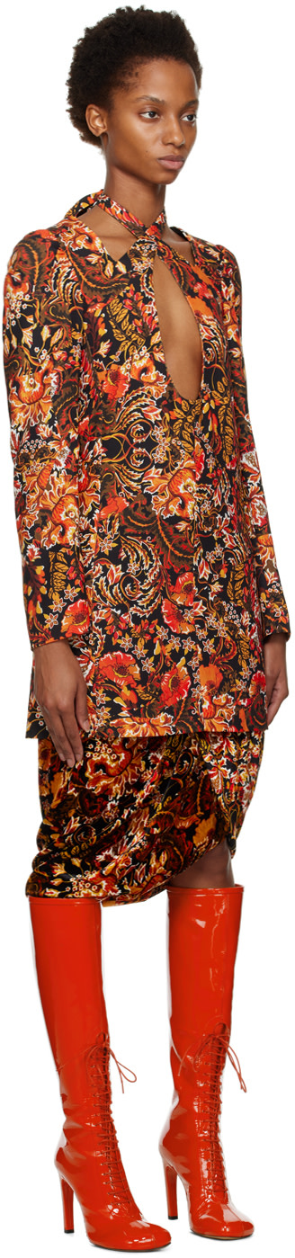 Dries Van Noten - Robe courte orange à découpes