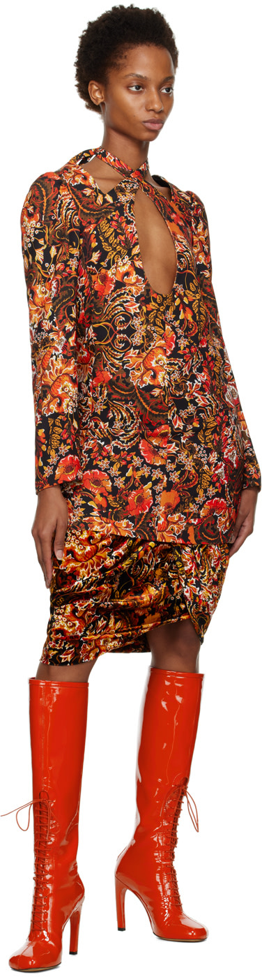 Dries Van Noten - Robe courte orange à découpes
