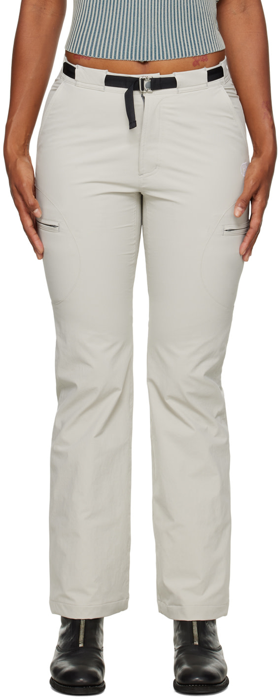 OK - Pantalon gris à broderie