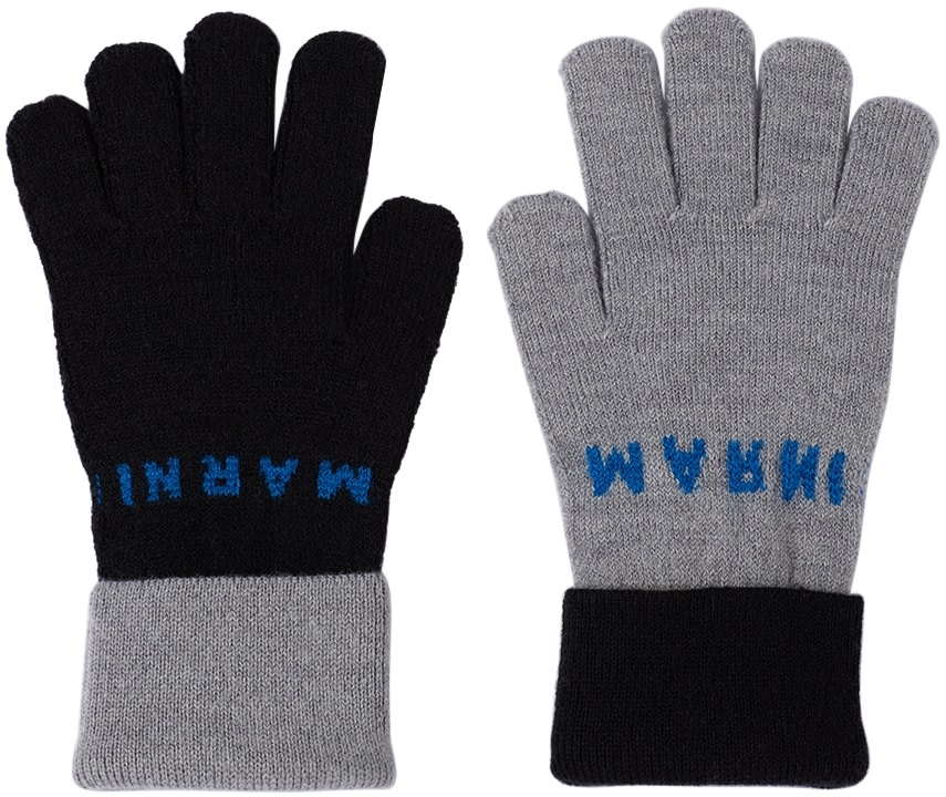 Marni - Enfant | Gants gris à logo