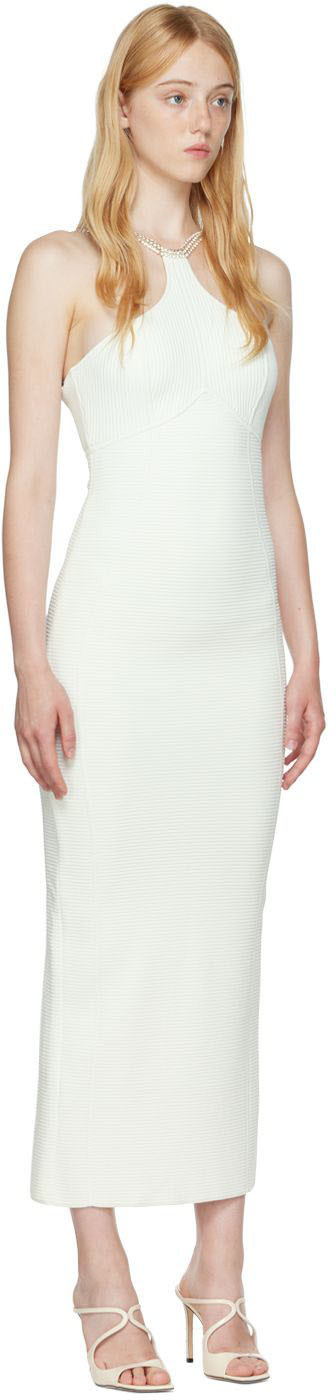 Herve Leger - Robe midi blanche en ottoman
