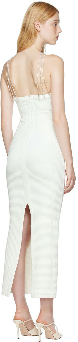Herve Leger - Robe midi blanche en ottoman