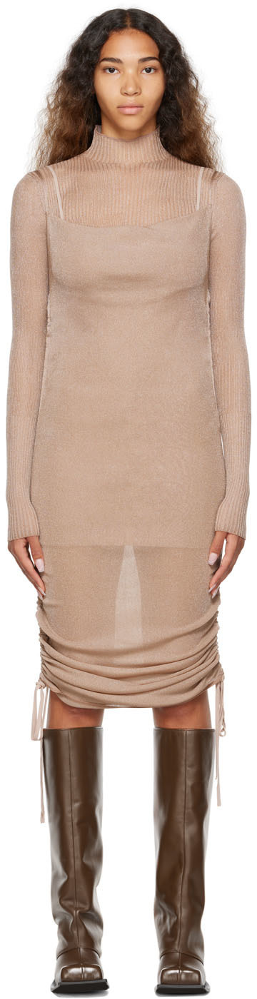 Dion Lee - Robe courte drapée taupe