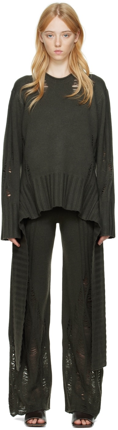 Dion Lee - Pull vert en cachemire à effet usé