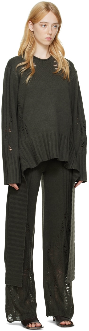 Dion Lee - Pull vert en cachemire à effet usé