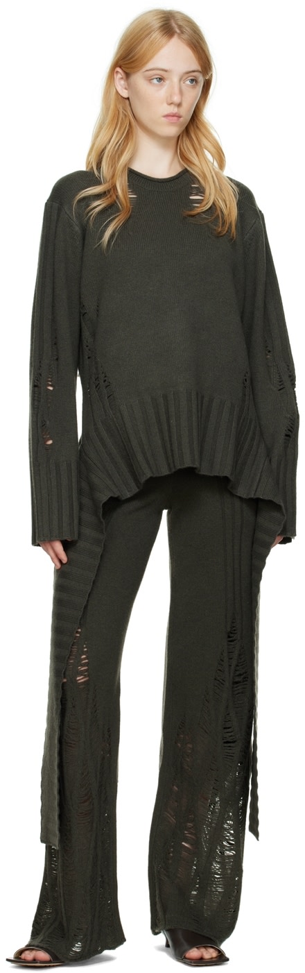 Dion Lee - Pull vert en cachemire à effet usé