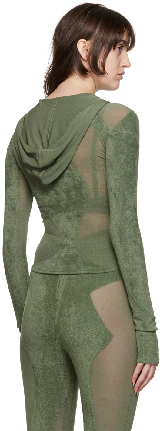 Dion Lee - Pull à capuche kaki à panneaux