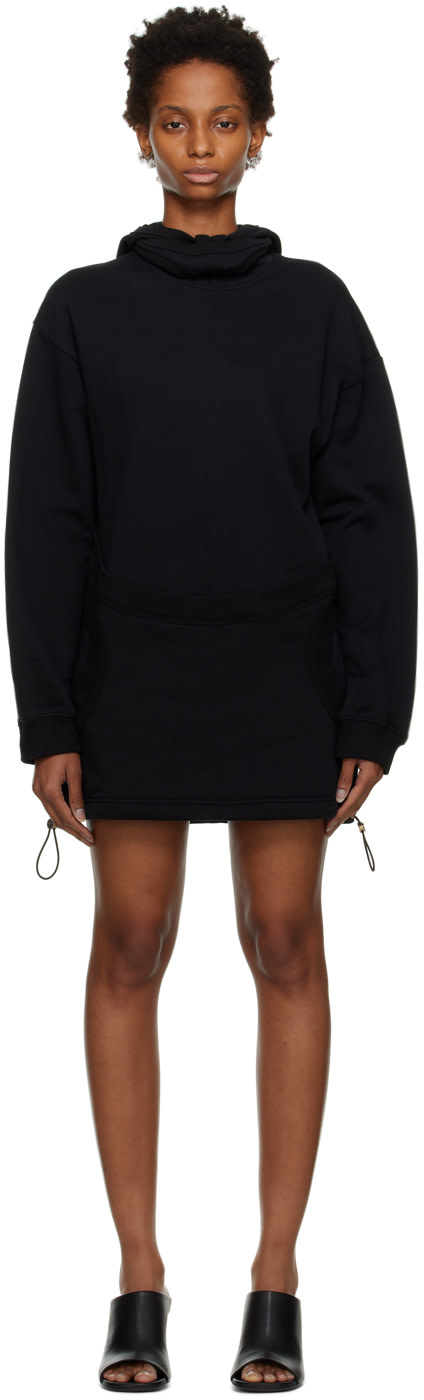 Dion Lee - Pull à capuche noir en interlock à masque