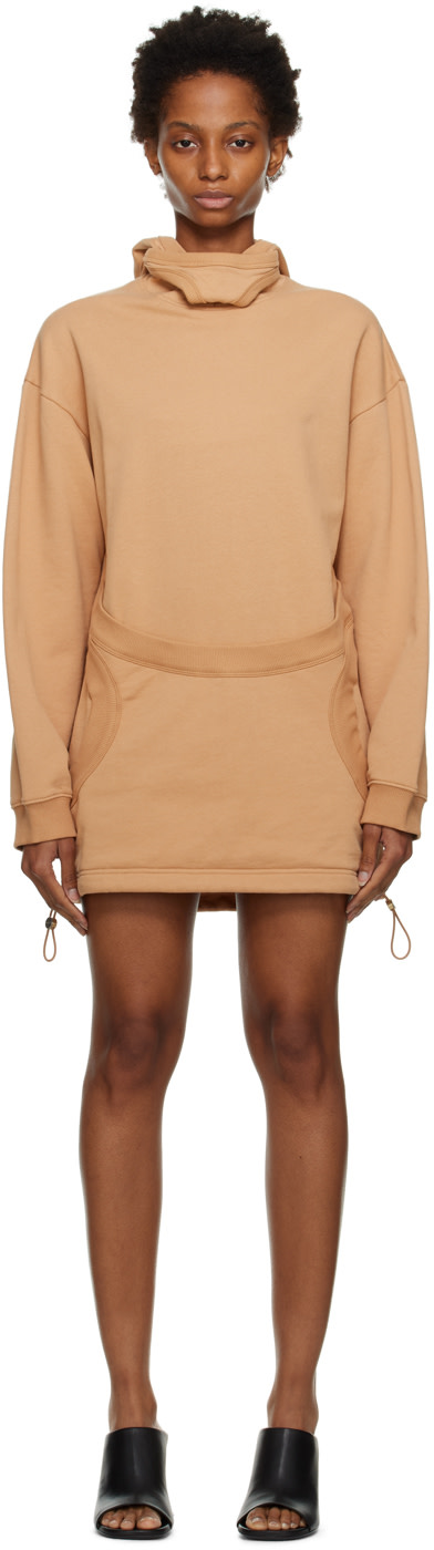 Dion Lee - Pull à capuche brun clair en interlock à masque