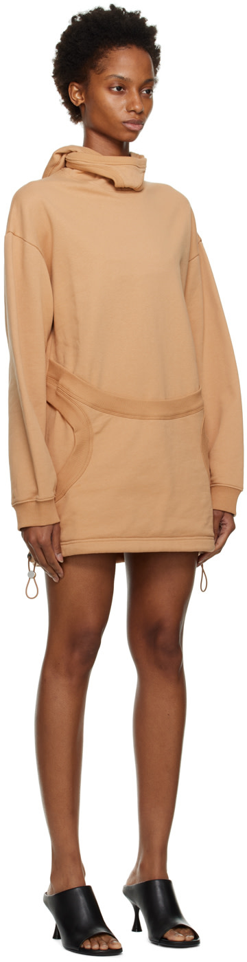Dion Lee - Pull à capuche brun clair en interlock à masque