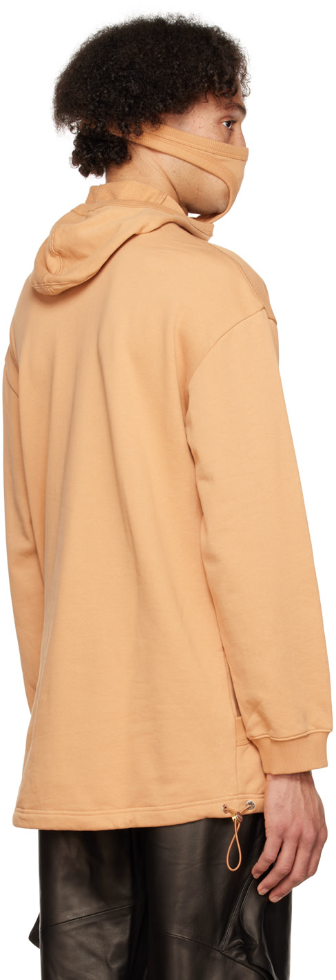Dion Lee - Pull à capuche beige en interlock à masque