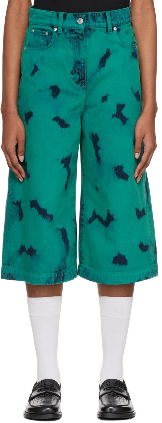 MSGM - Jean vert à motif tie-dye exclusif à SSENSE