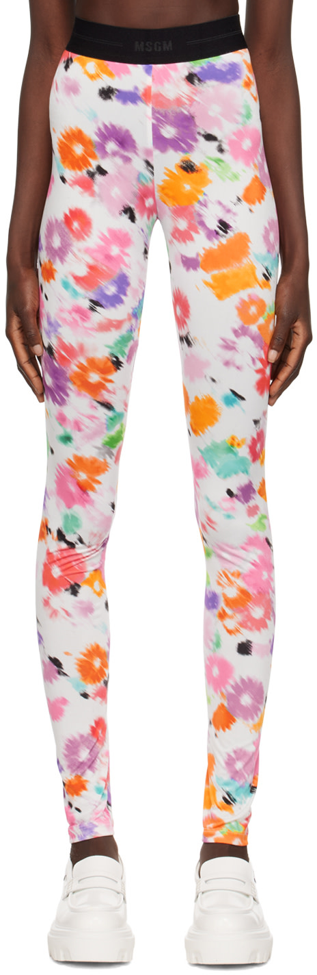 MSGM - Legging blanc à motif fleuri