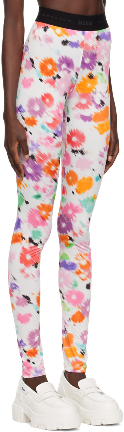 MSGM - Legging blanc à motif fleuri