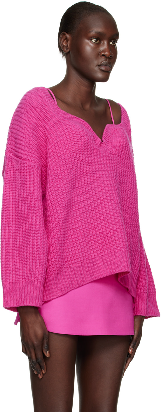 Valentino - Pull rose à encolure en cœur