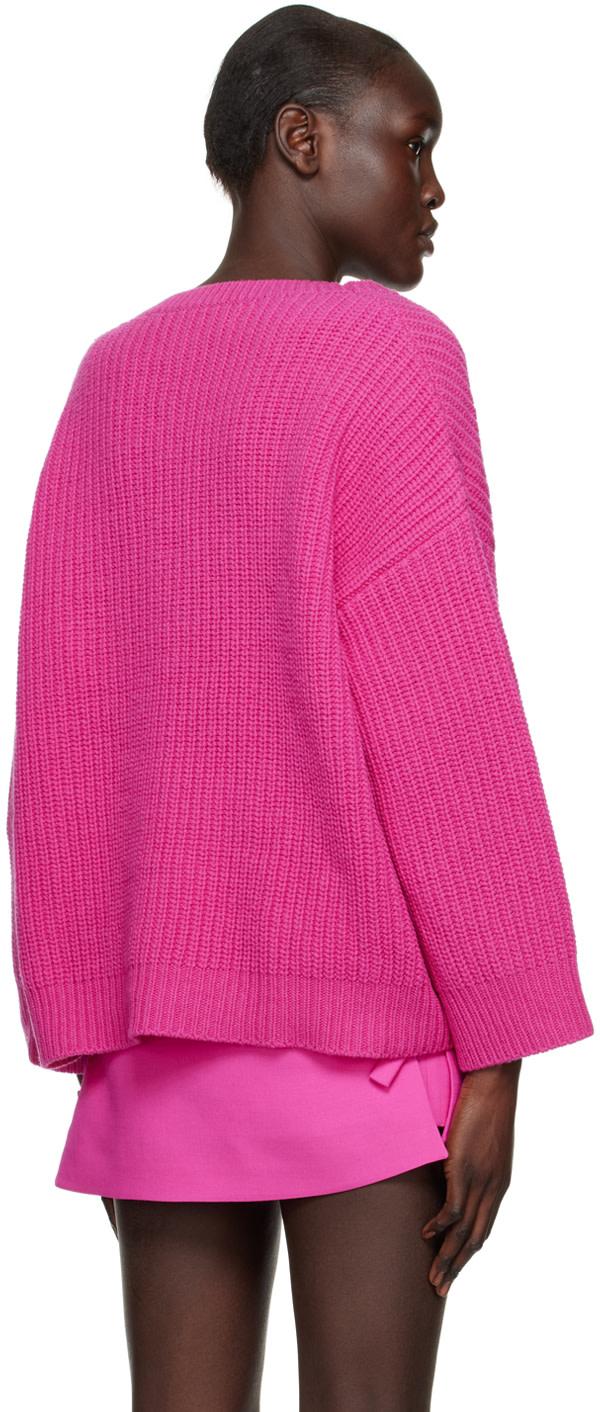 Valentino - Pull rose à encolure en cœur