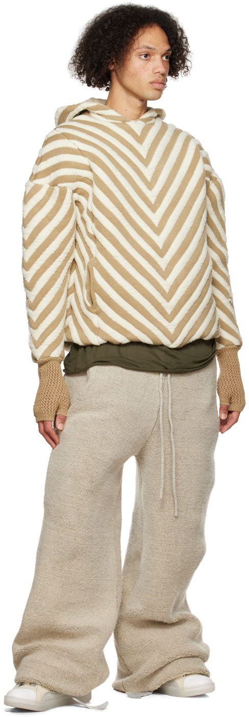 Isa Boulder - Pull à capuche brun clair et blanc cassé exclusif à SSENSE