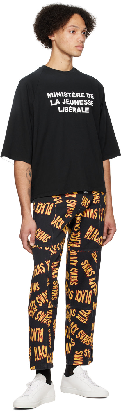 【LIBERAL YOUTH MINISTRY】DENIM SWEATPANTS Liberal Youth Ministry: Black 'Black Swans' Jeans | SSENSE