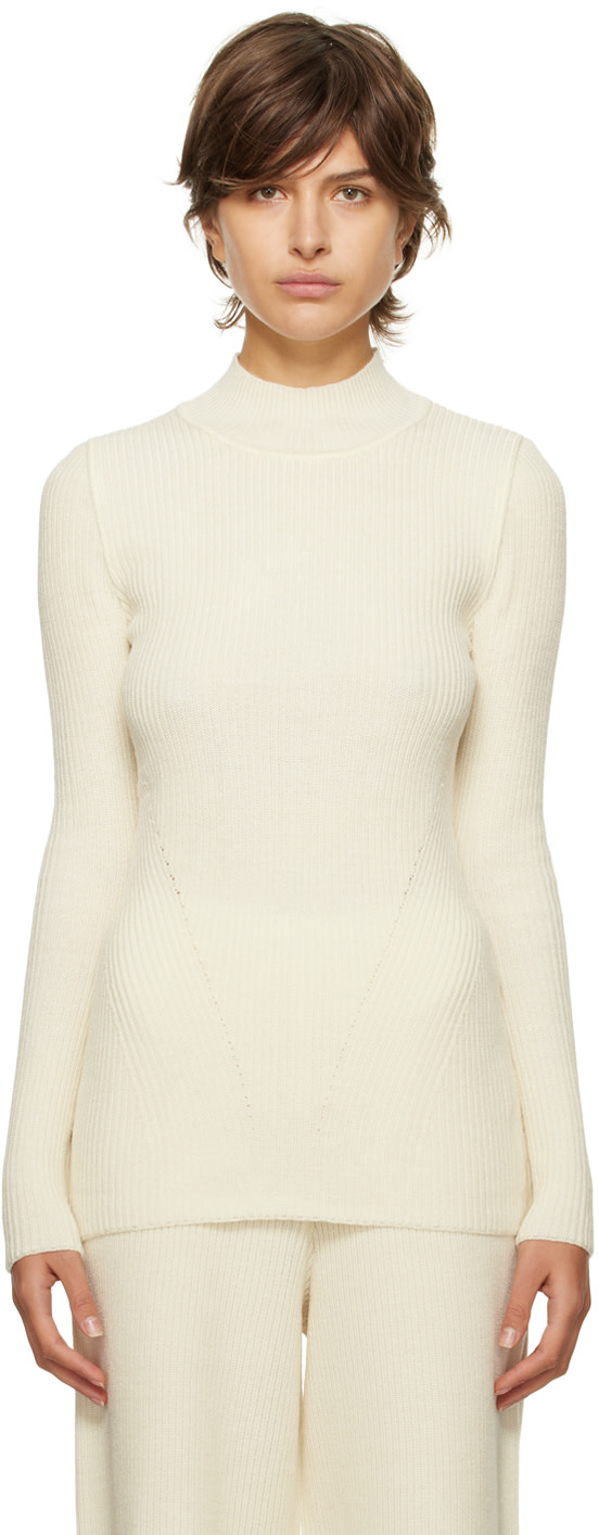 Norba - Col roulé blanc cassé à découpe