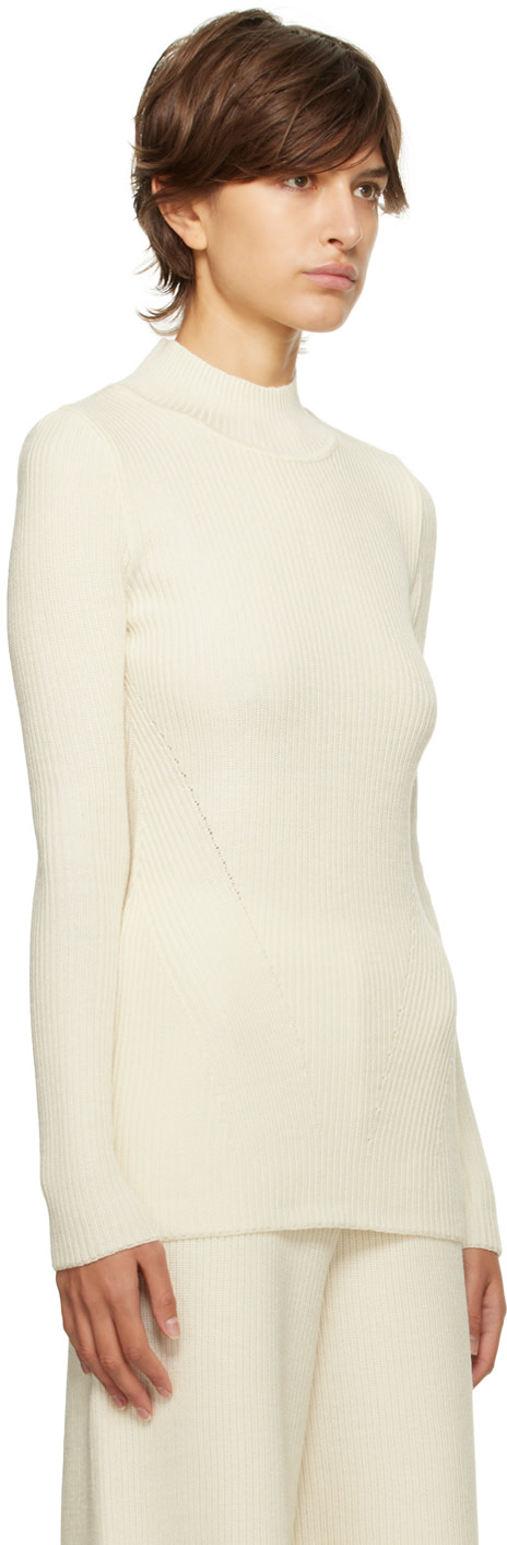 Norba - Col roulé blanc cassé à découpe