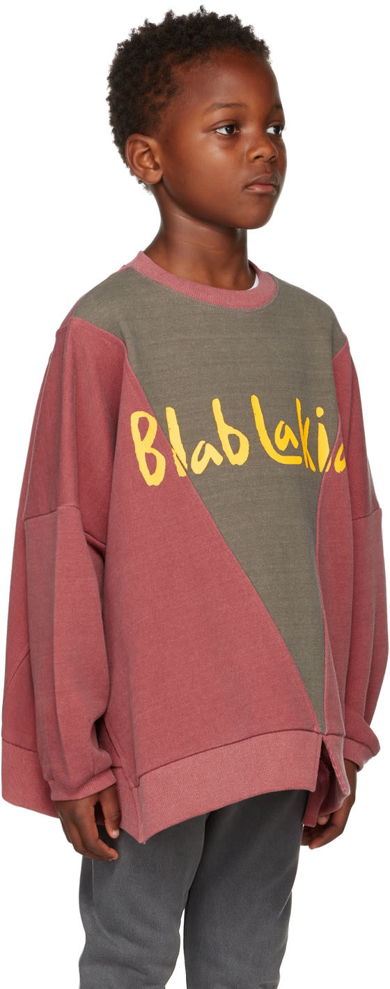 BlabLakia - Enfant | Pull molletonné bourgogne et gris à logo