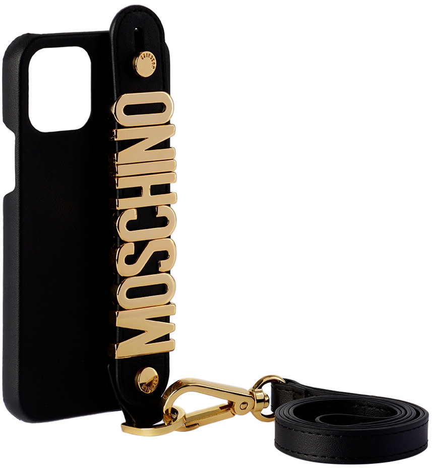 Moschino - 블랙 로고 아이폰 12/12 프로 케이스