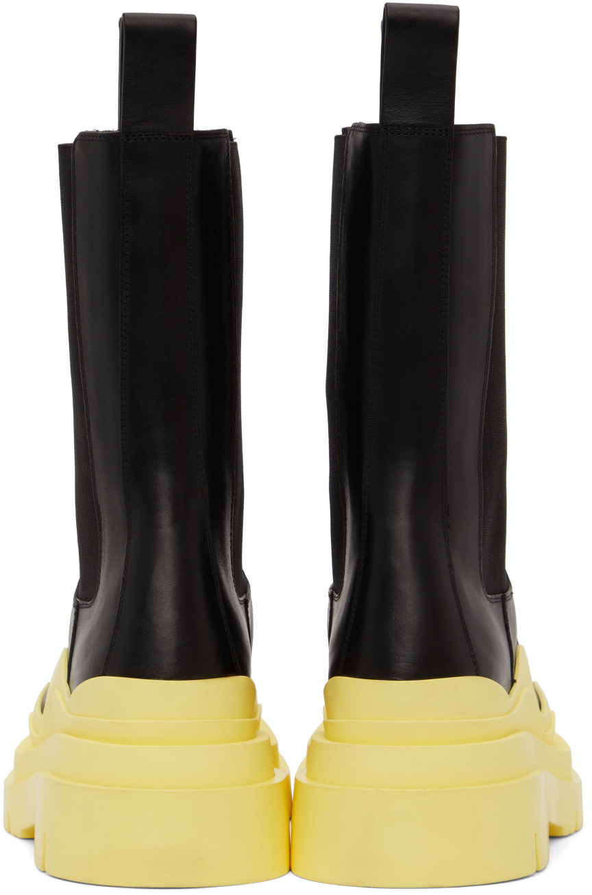 Bottega Veneta: Black Tire Chelsea Boots | SSENSE Canada