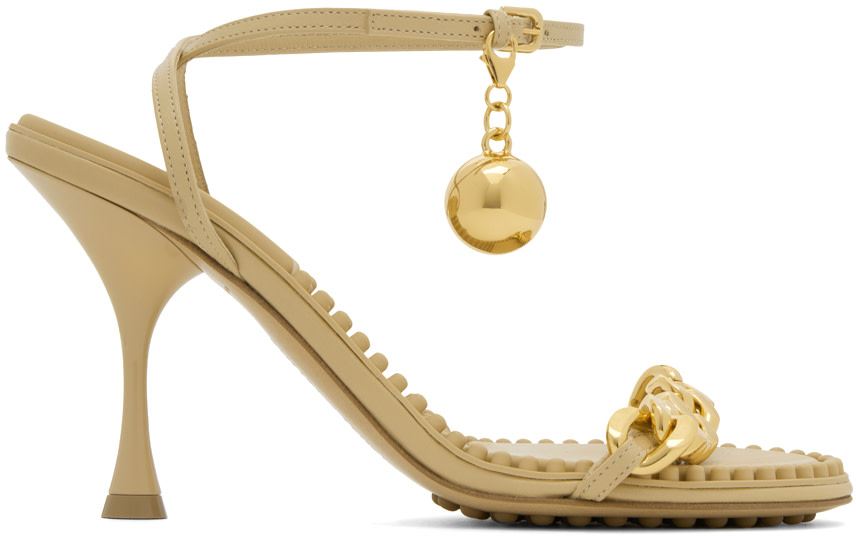 Bottega Veneta: Beige Dot Heeled Sandals | SSENSE