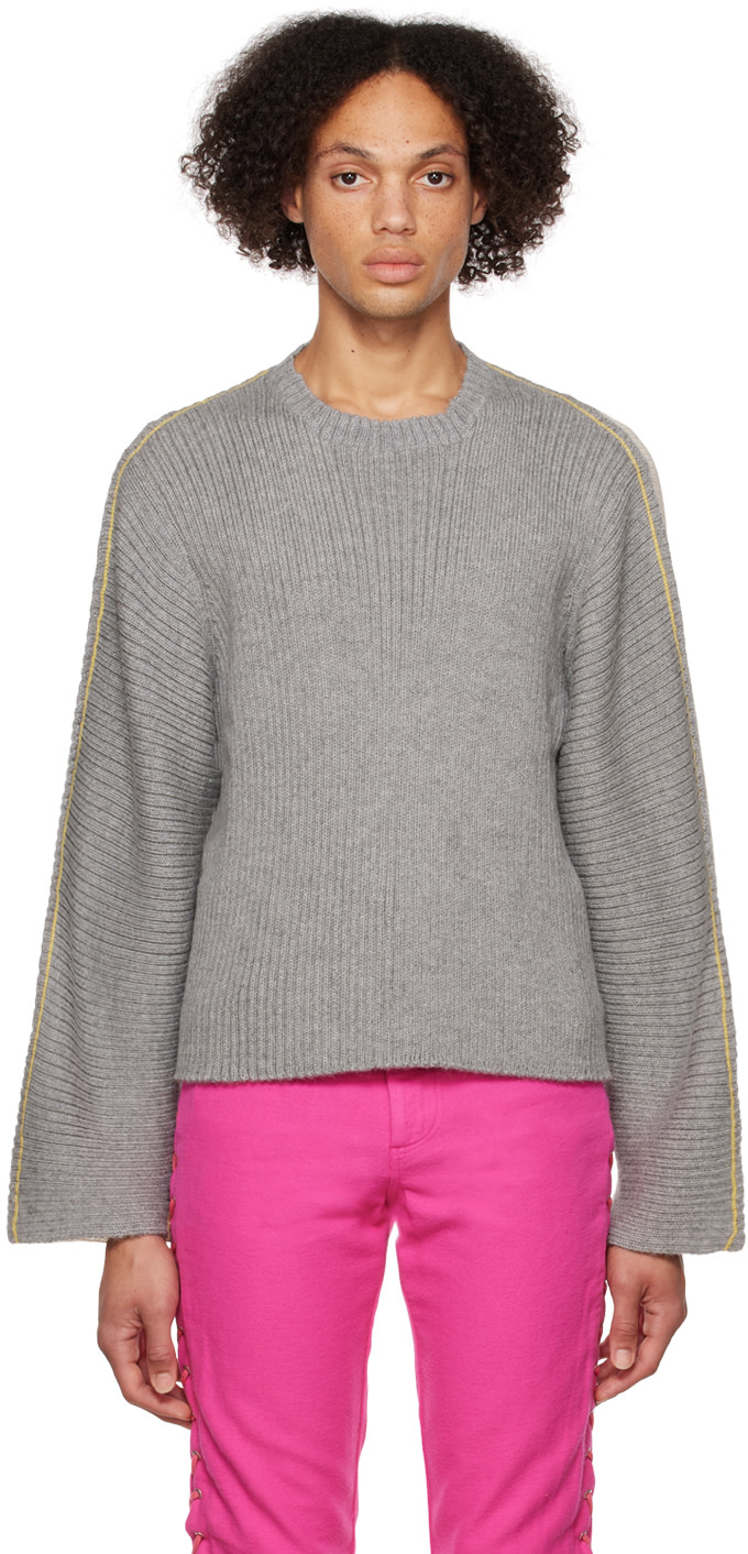 Eckhaus Latta - Pull Ash gris et blanc cassé