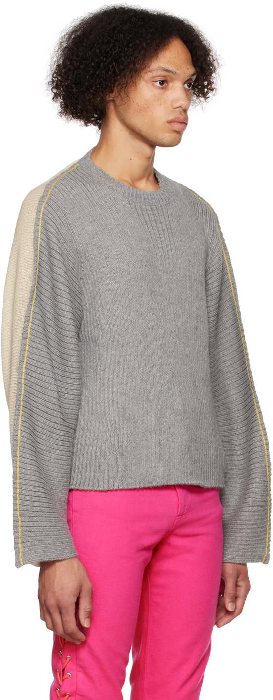 Eckhaus Latta - Pull Ash gris et blanc cassé