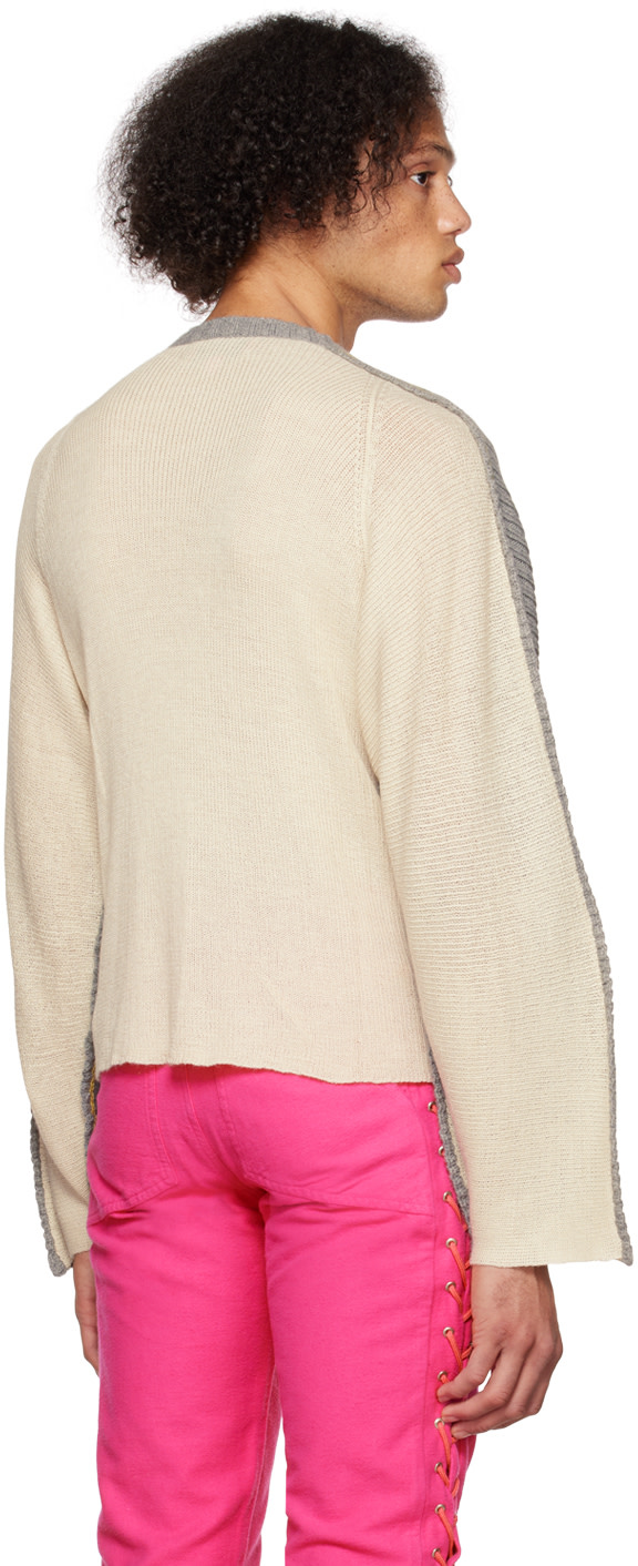 Eckhaus Latta - Pull Ash gris et blanc cassé